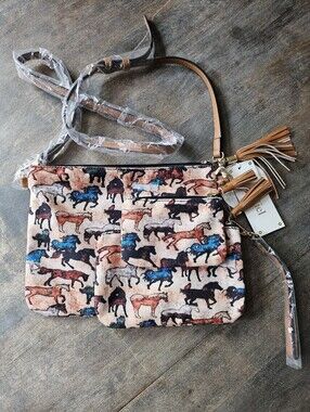 NWT Horse Print 3 Piece Croosbody Bag